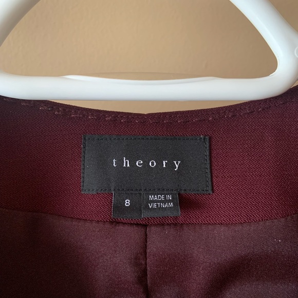 Theory Burgundy Collarless Blazer Size 8 - Picture 3 of 6